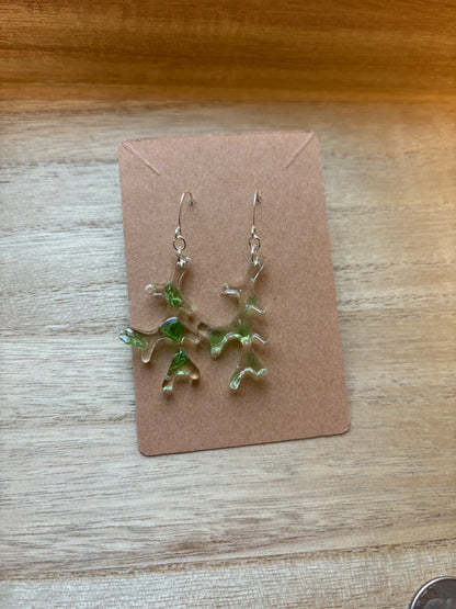 Green Sea Glass Kelp Earrings