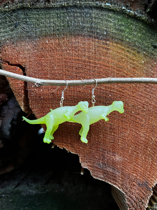 Green Dinosaur Earrings