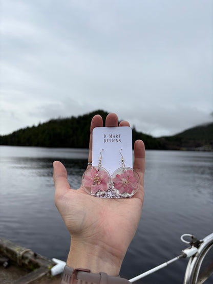 Pink Flower Earrings