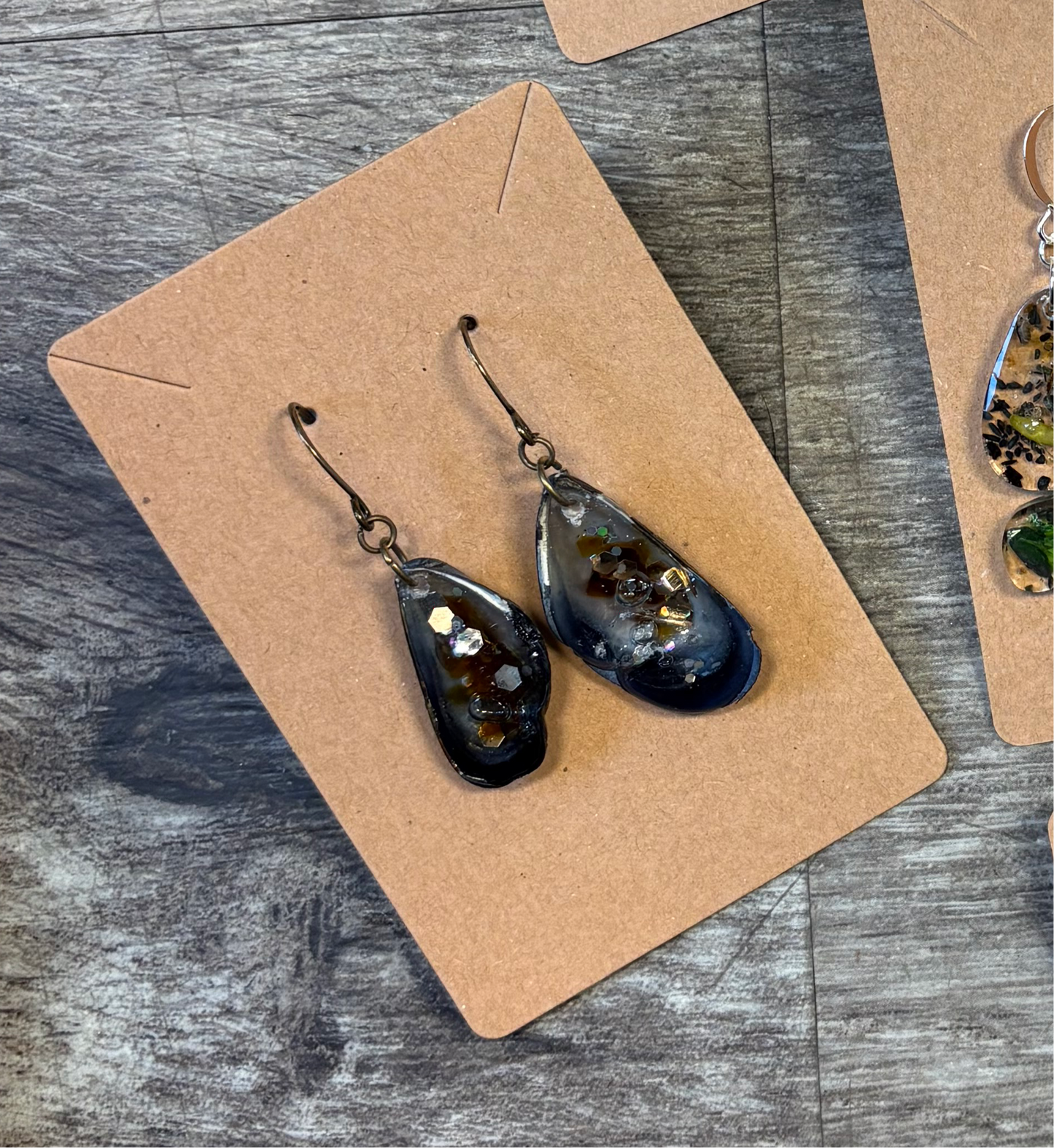 Mussel & Sea Glass Earrings