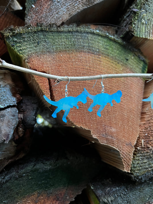 Blue Dinosaur Earrings