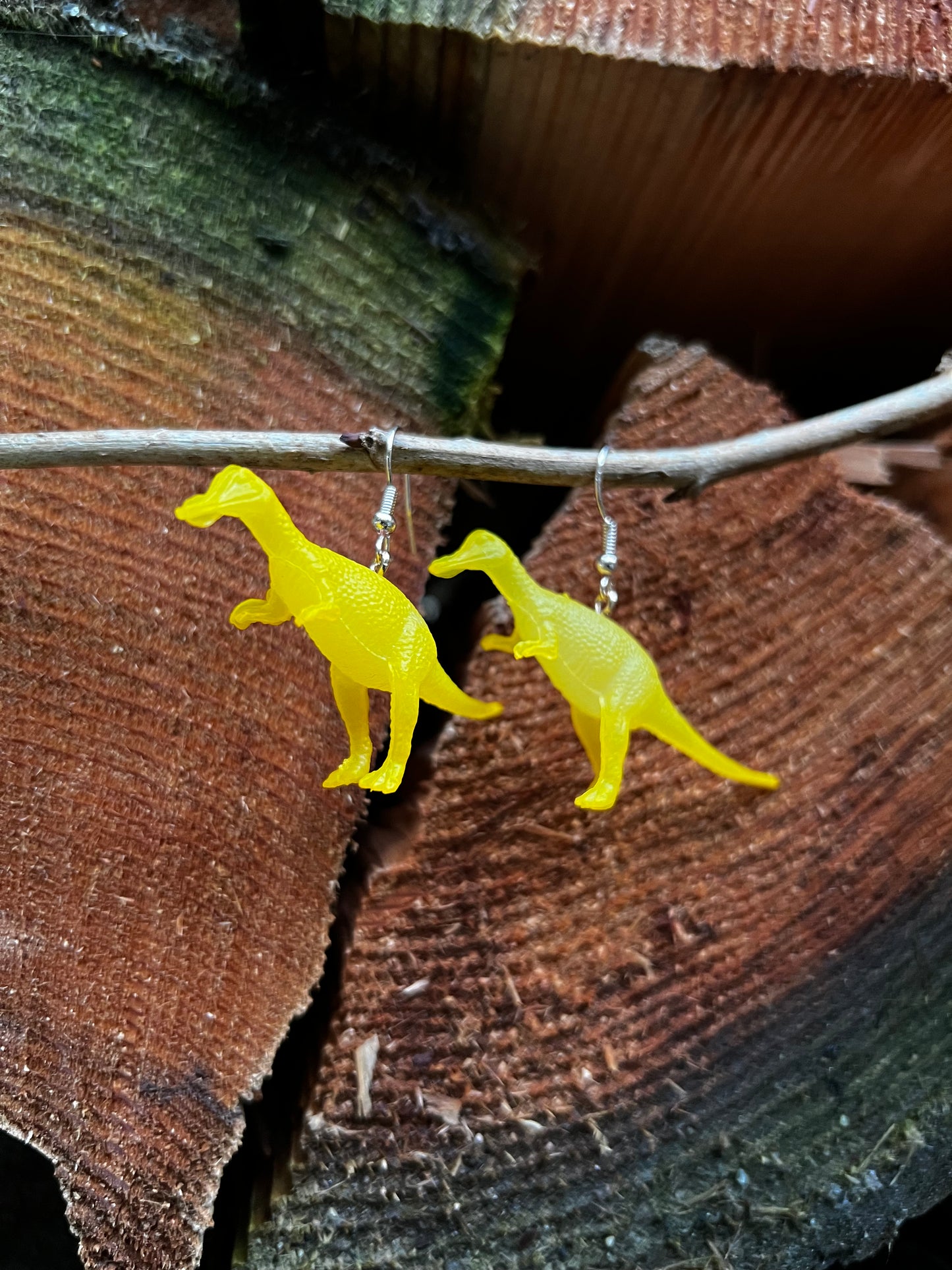 Yellow Dinosaur Earrings