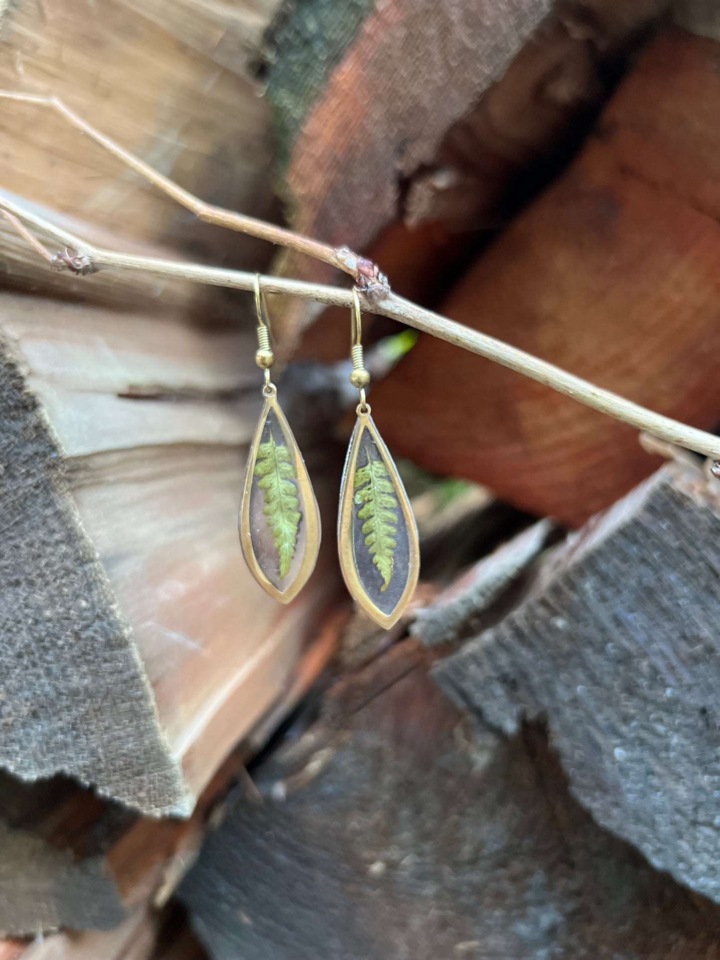 Western Oak Fern Teardrop Earrings