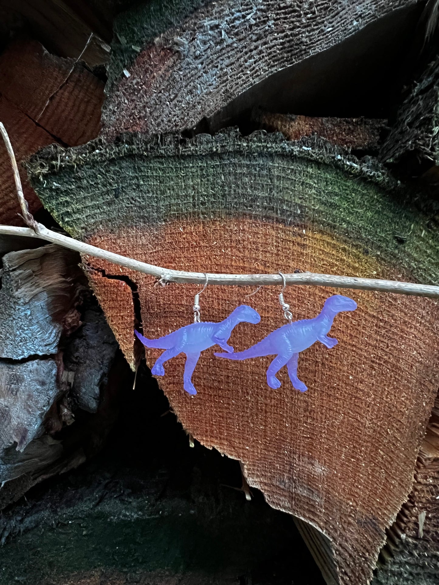 Purple Dinosaur Earrings