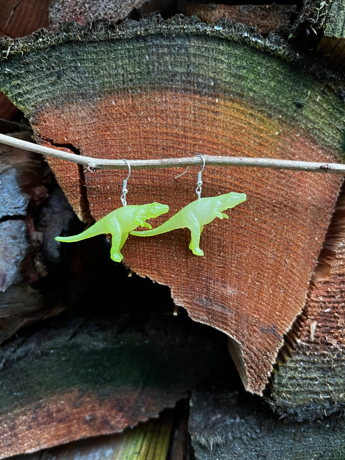 Green Dinosaur Earrings