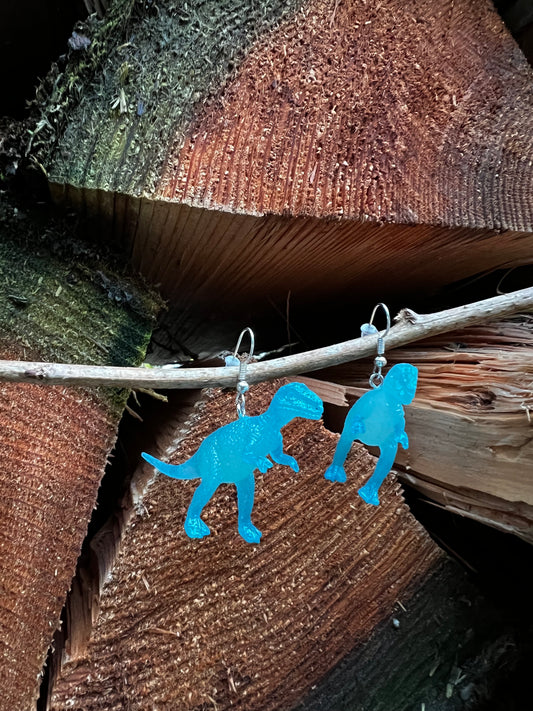 Blue Dinosaur Earrings