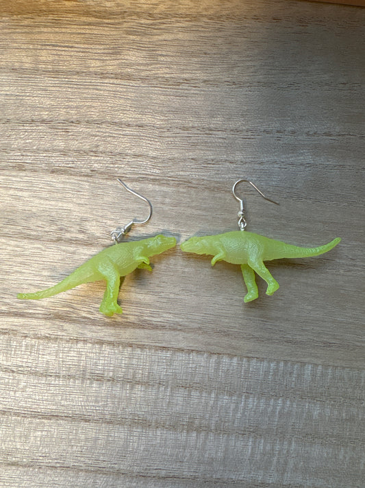 Green Dinosaur Earrings