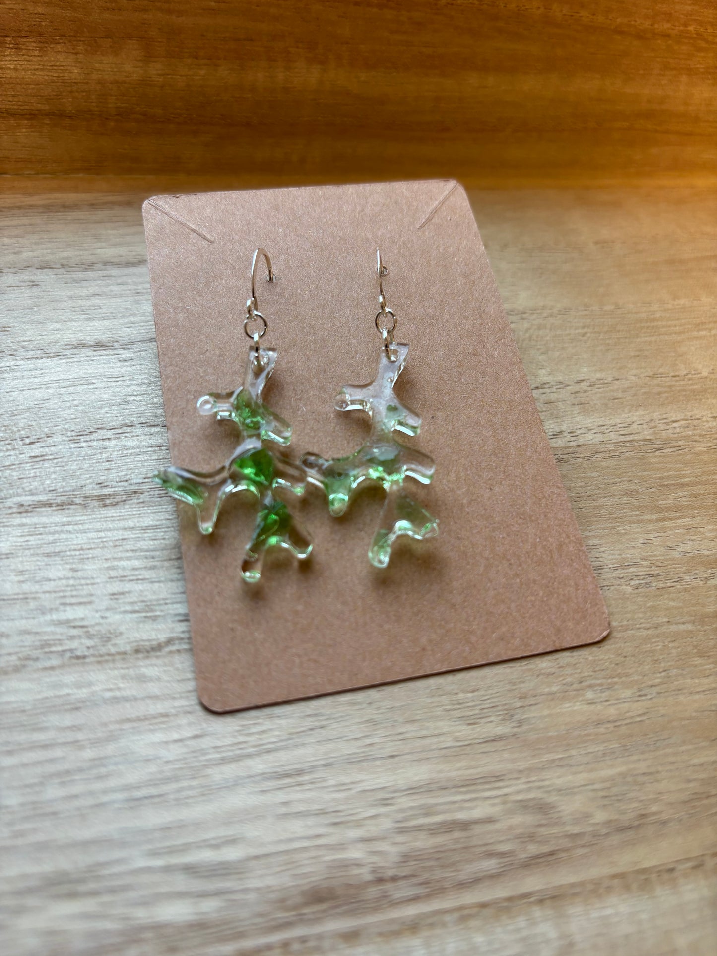 Green Sea Glass Kelp Earrings