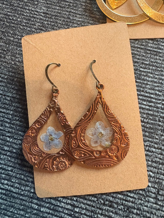 Forget Me Not Copper Earrings