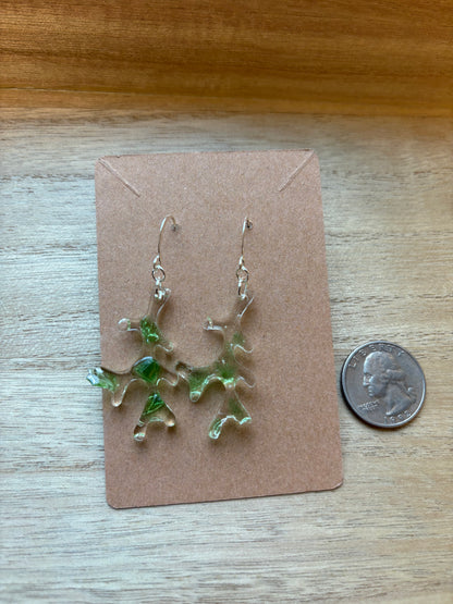 Green Sea Glass Kelp Earrings