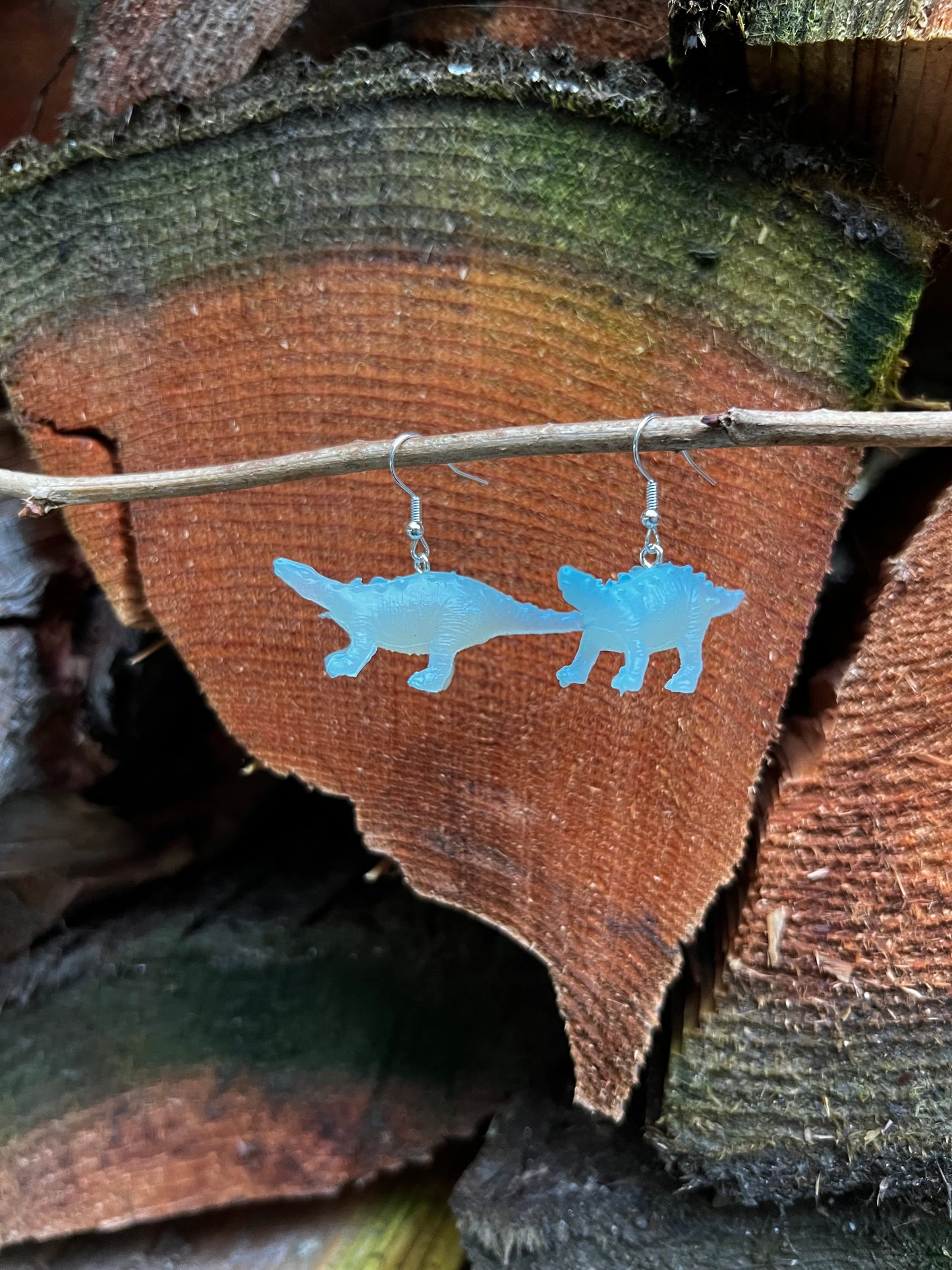 Light Blue Dinosaur Earrings