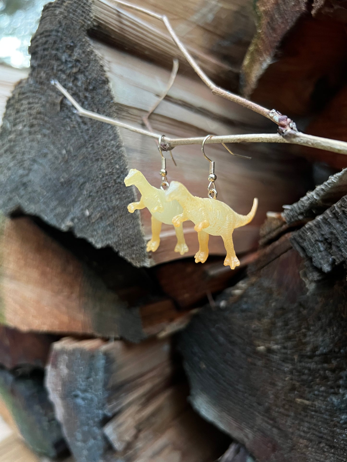 Light Orange Dinosaur Earrings