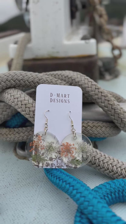 Flowers and fern earrings