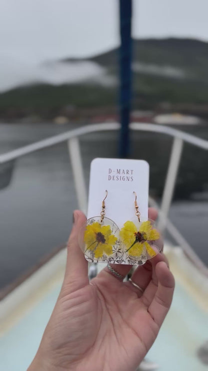 Yellow flower earrings