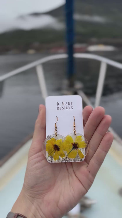 Yellow flower earrings