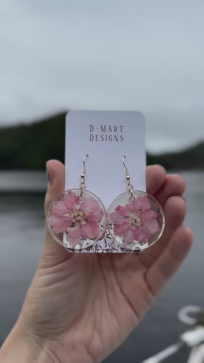 Pink Flower Earrings